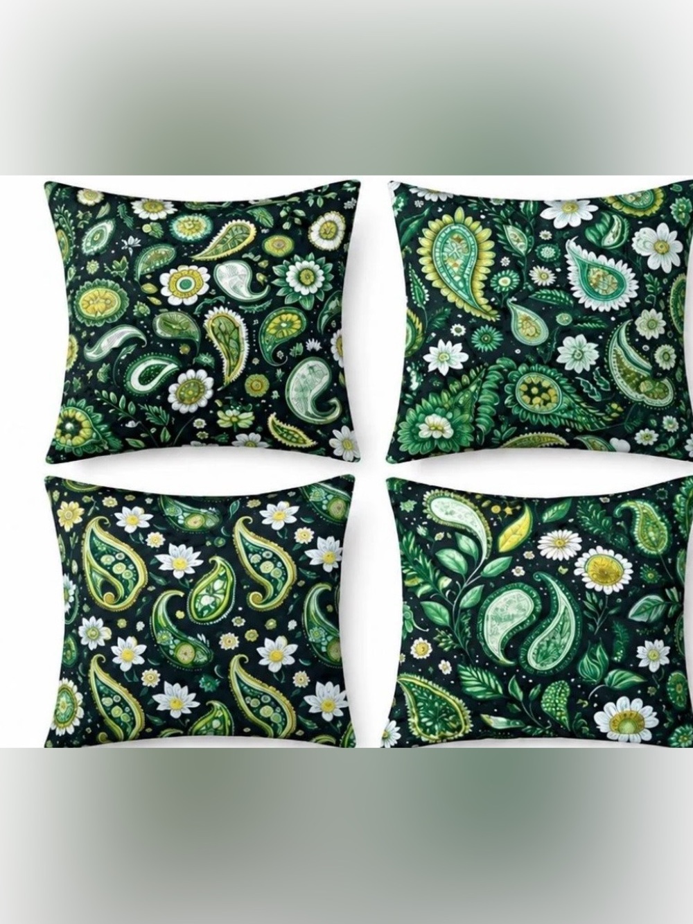 NWOT: set of (4) 17x17 Paisley Throw Pillow Cover - Floral Accent for Home